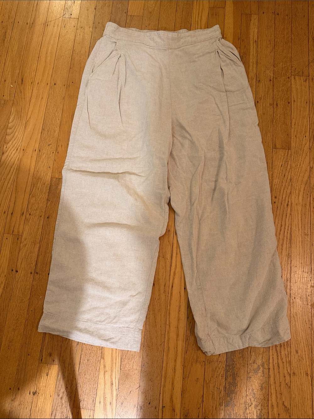 Madewell Linen Neutral Cream Wide-Leg Bottoms